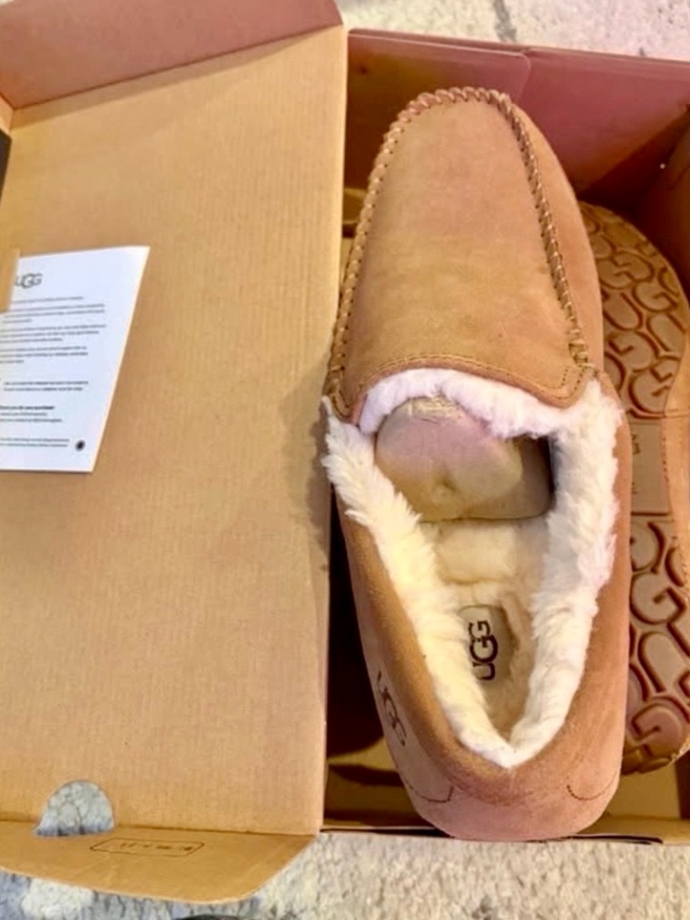 NIB UGG M Linscott Chestnut Men’s Slippers Loafers Size 12